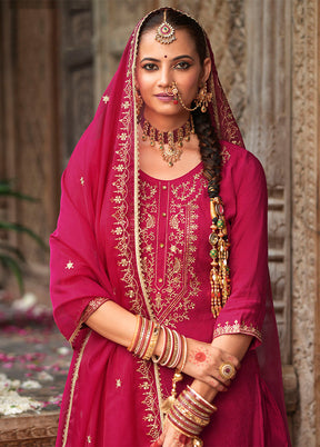 3 Pc Pink Silk Suit Set