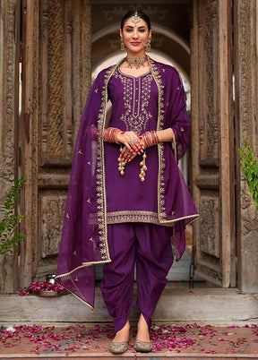 3 Pc Purple Silk Suit Set