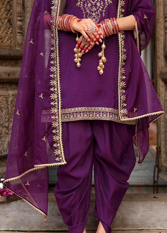 3 Pc Purple Silk Suit Set