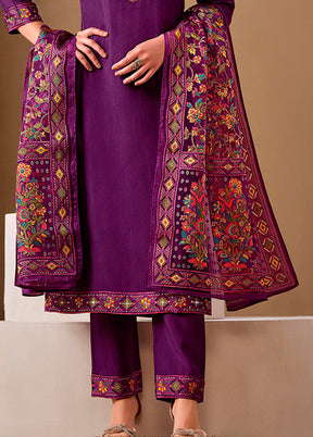 3 Pc Purple Silk Suit Set
