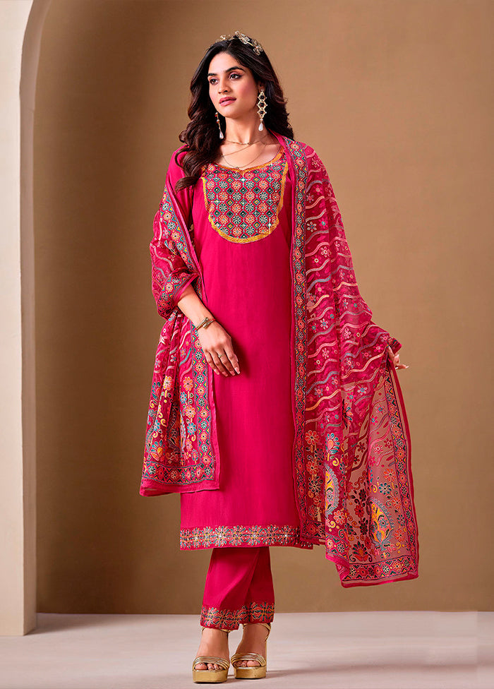 3 Pc Pink Silk Suit Set