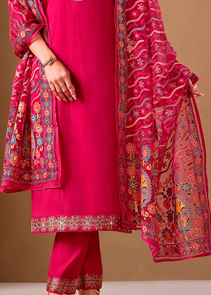 3 Pc Pink Silk Suit Set