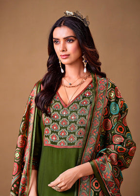 3 Pc Brown Silk Suit Set
