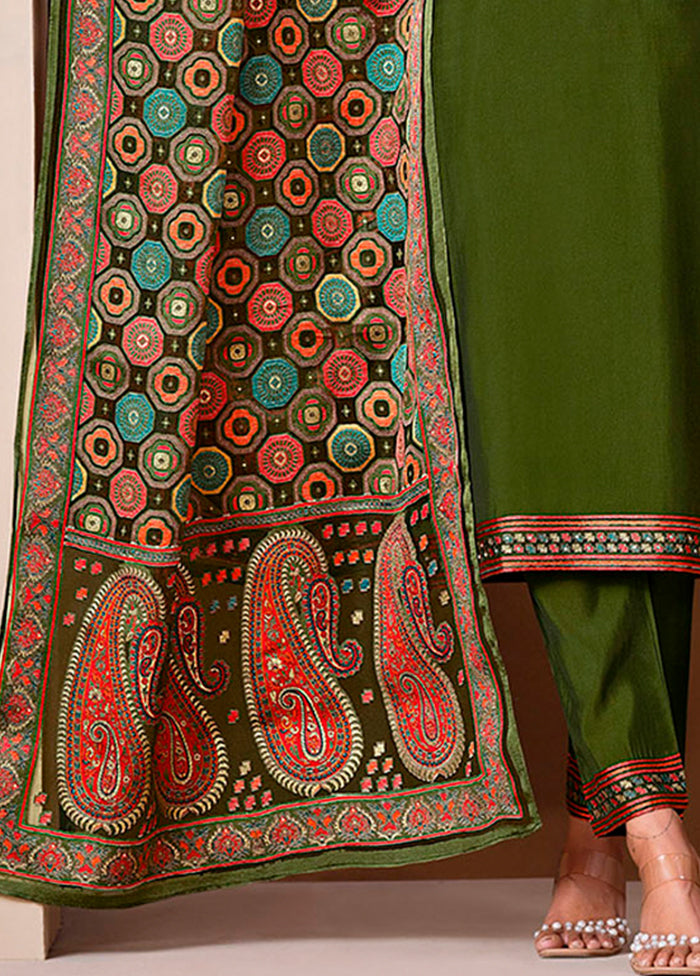 3 Pc Brown Silk Suit Set