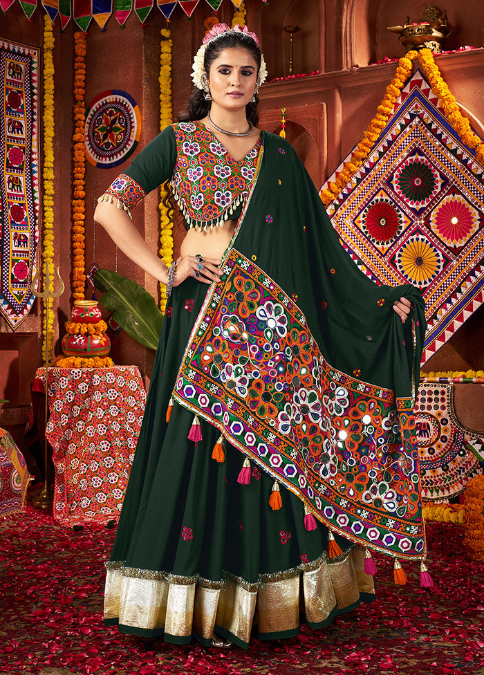 Green Cotton Dupatta Lehenga Set