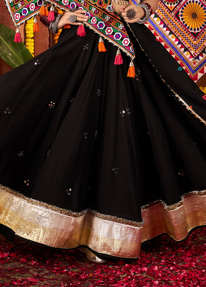 Black Cotton Dupatta Lehenga Set
