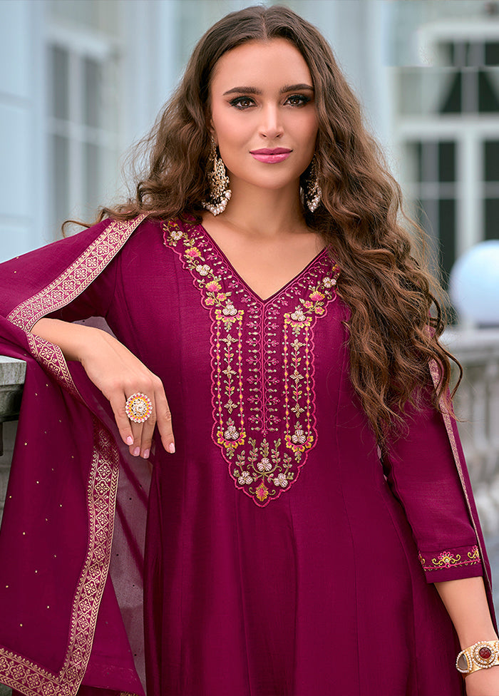 3 Pc Purple Silk Suit Set