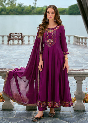 3 Pc Purple Silk Suit Set