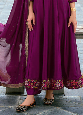 3 Pc Purple Silk Suit Set