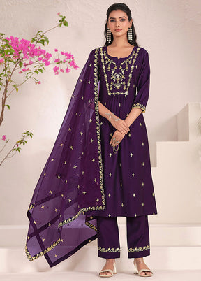 3 Pc Purple Silk Suit Set