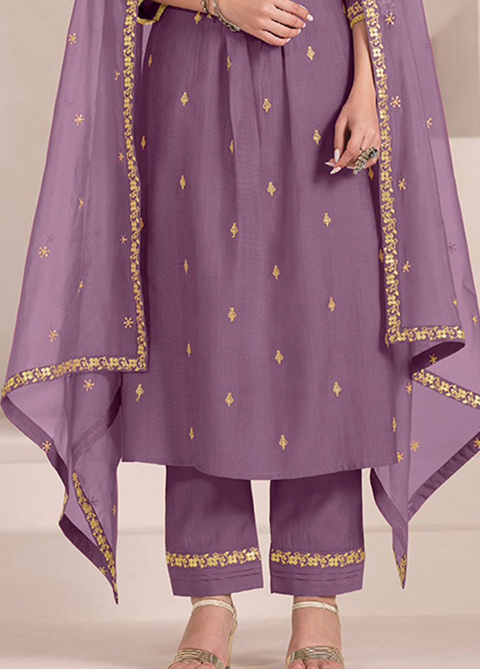 3 Pc Lavender Silk Suit Set