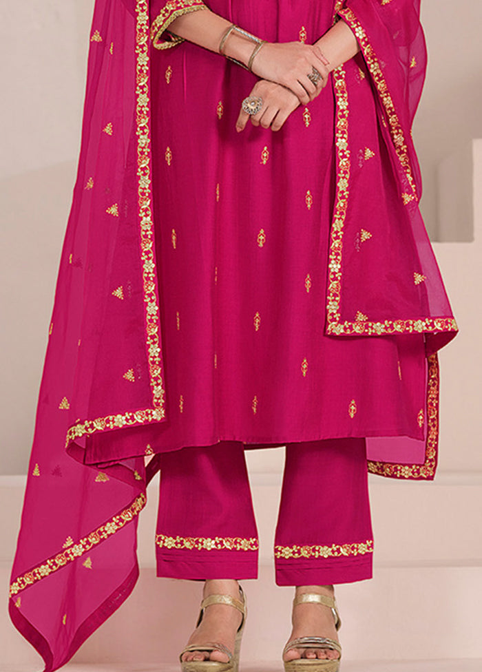 3 Pc Pink Silk Suit Set