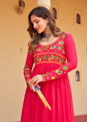 Pink Gamthi Work Silk Kurti