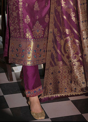 3 Pc Wine Silk Suit Set