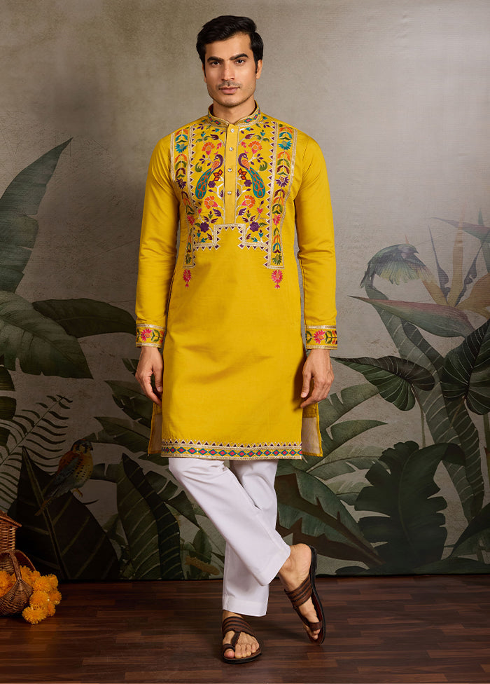 Yellow Viscose Kurta