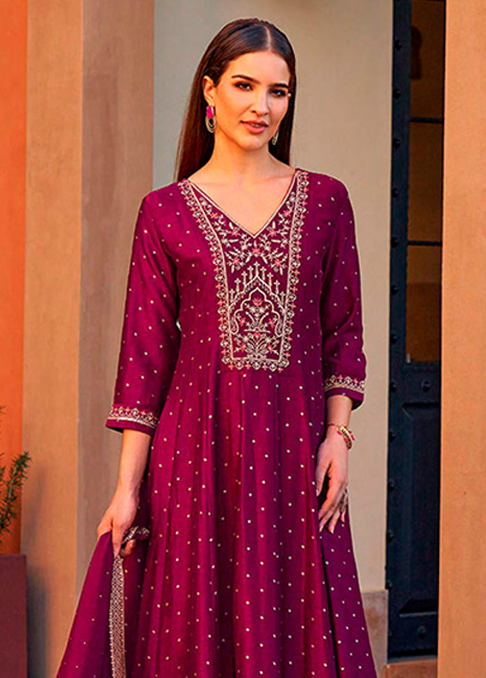 3 Pc Pink Silk Suit Set
