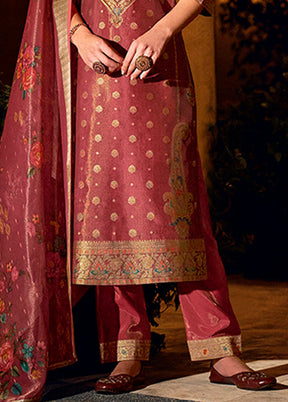 3 Pc Maroon Silk Suit Set