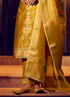 3 Pc Yellow Silk Suit Set