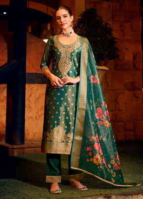 3 Pc Green Silk Suit Set