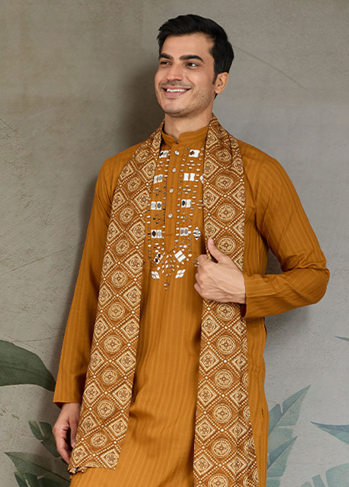 Yellow Viscose Kurta With Dupatta