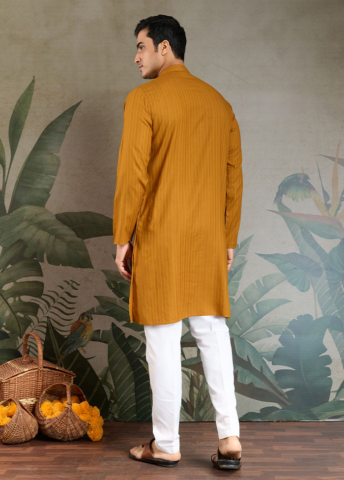 Yellow Viscose Kurta With Dupatta