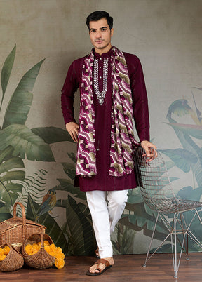 Purple Viscose Kurta & Pajama Set