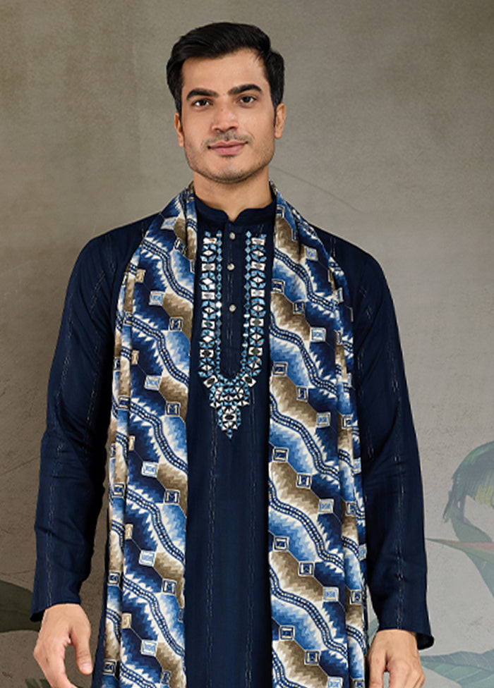 Blue Viscose Kurta With Dupatta