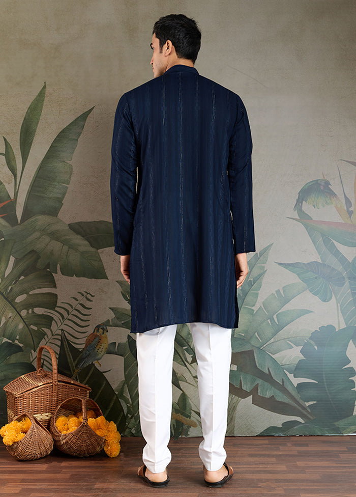 Blue Viscose Kurta & Pajama Set