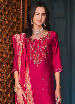 3 Pc Pink Silk Suit Set
