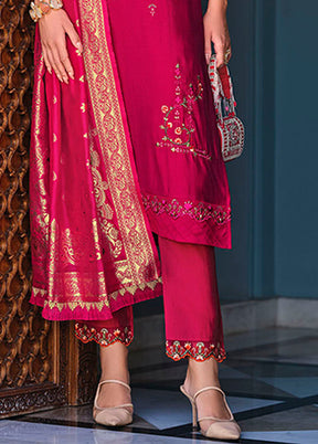 3 Pc Pink Silk Suit Set