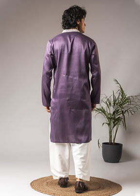Purple Silk Kurta & Pajama Set