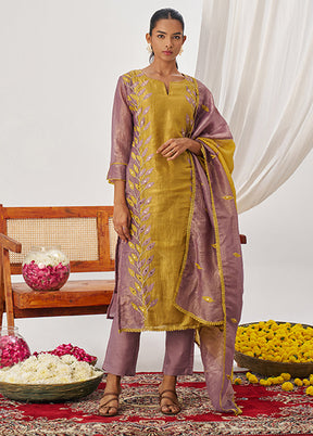 3 Pc Purple Silk Suit Set