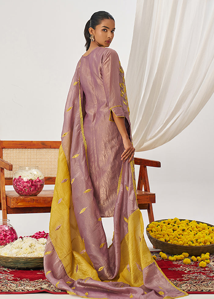 3 Pc Purple Silk Suit Set