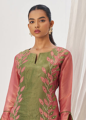 3 Pc Pink Silk Suit Set