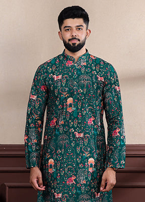 Green Cotton Kurta & Pajama Set