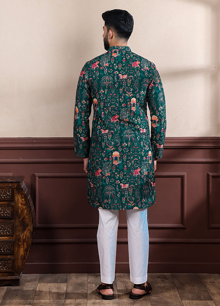 Green Cotton Kurta & Pajama Set