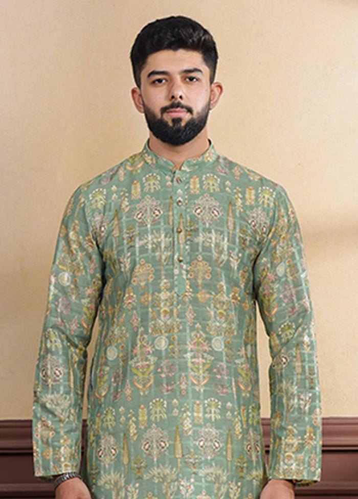 Green Cotton Kurta & Pajama Set
