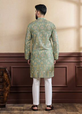 Green Cotton Kurta & Pajama Set