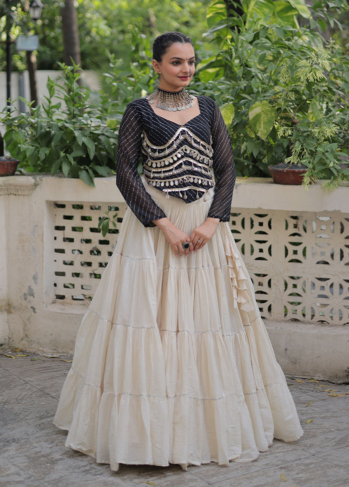 Black Cotton Lehenga Set