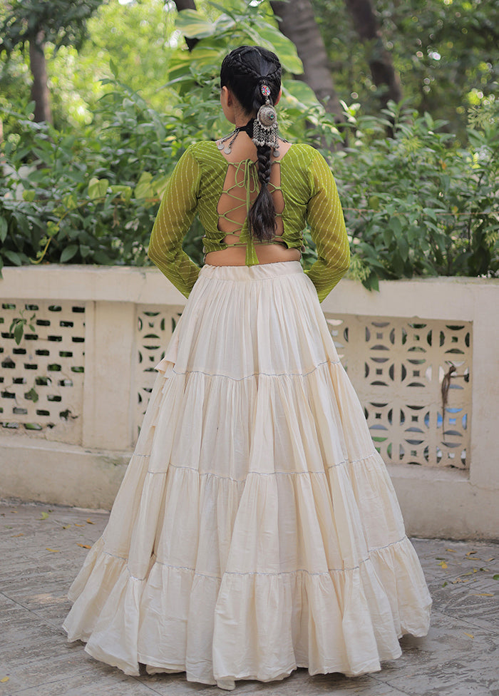 Green Cotton Lehenga Set
