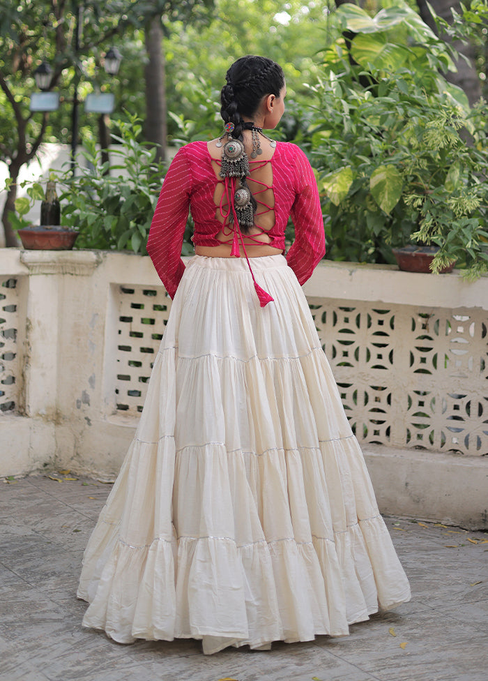 Pink Cotton Lehenga Set