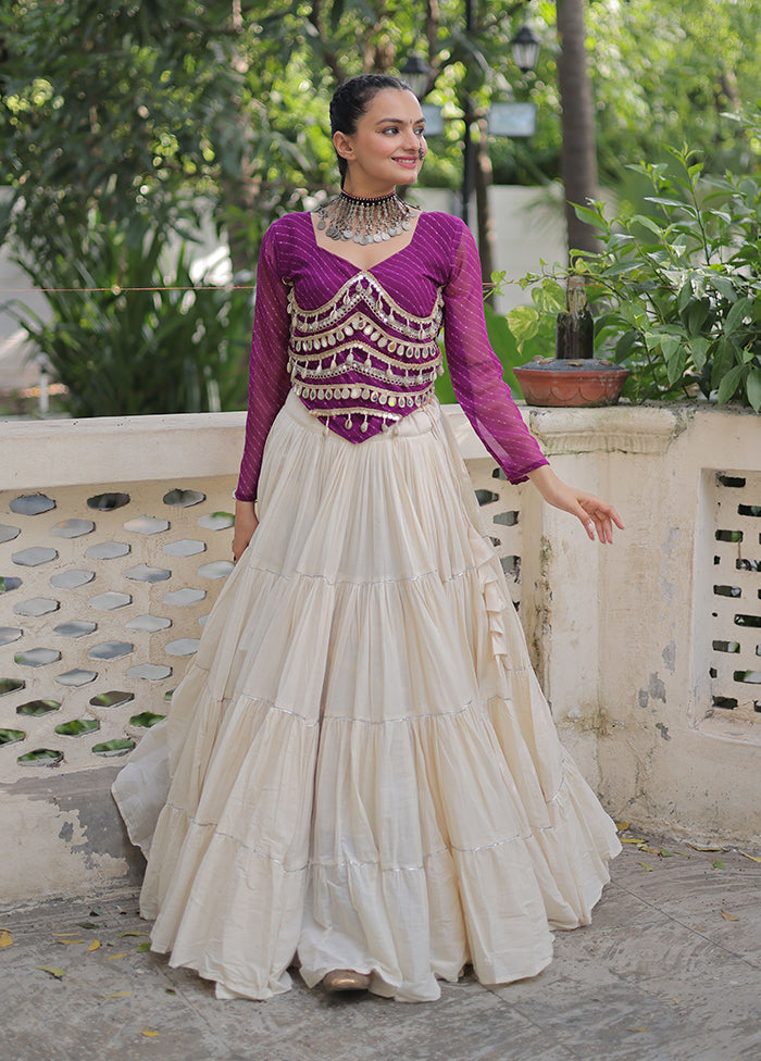 Purple Cotton Lehenga Set
