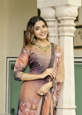 3 Pc Peach Silk Suit Set