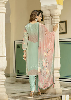 3 Pc Green Silk Suit Set