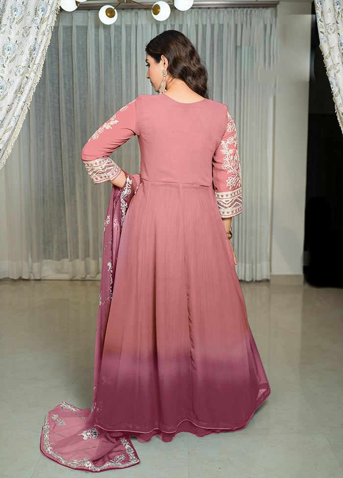 3 Pc Pink Georgette Suit Set