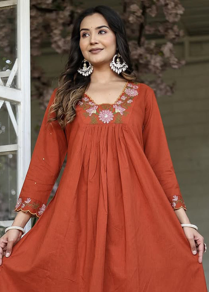 3 Pc Orange Silk Suit Set