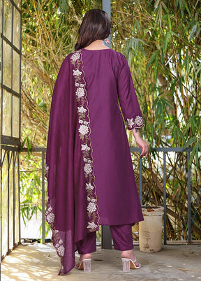 3 Pc Purple Silk Suit Set