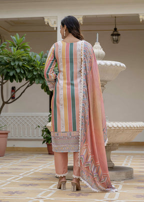 3 Pc Multicolor Silk Suit Set