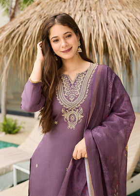 3 Pc Purple Silk Suit Set