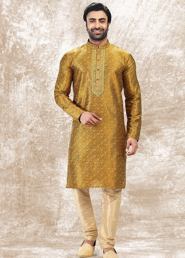 Golden Silk Kurta & Pajama Set